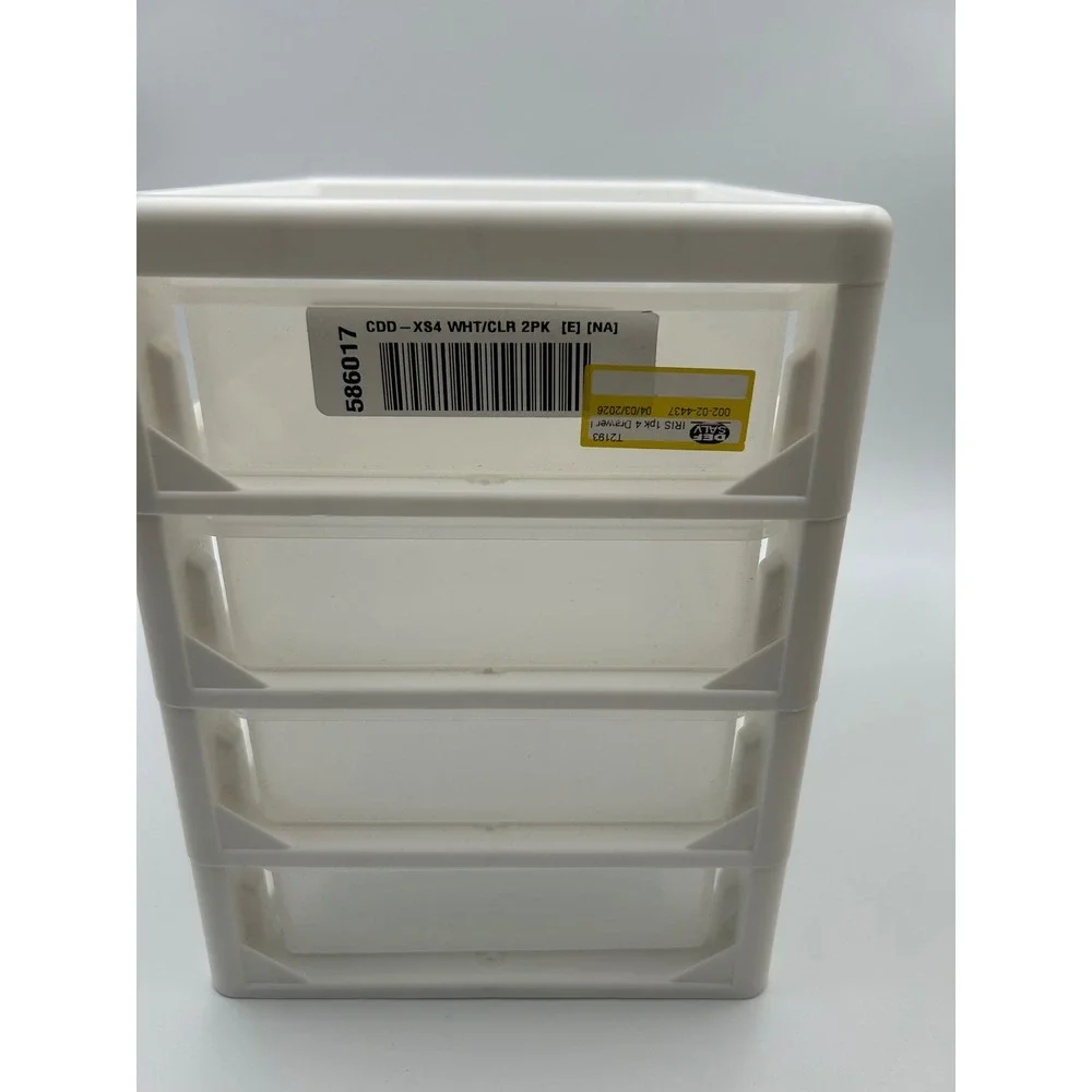 IRIS 4 Drawer Desktop Storage Organizer White Clear Plastic CDD-XS4